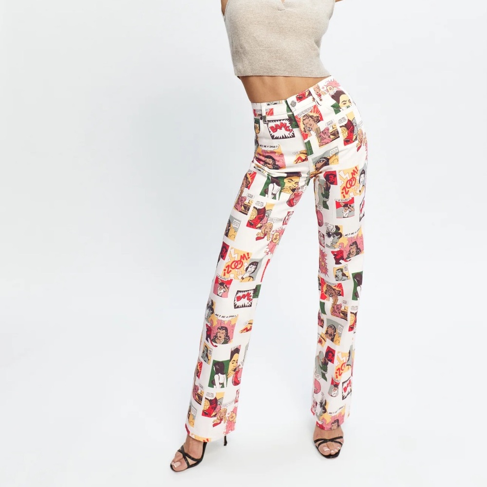 Comic High Rise Straight Long Jeans